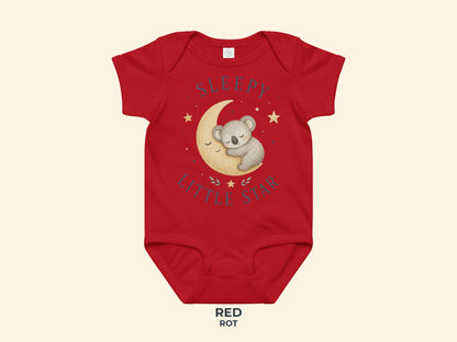 Sleepy Little Star Koala Baby Bodysuit in Red
