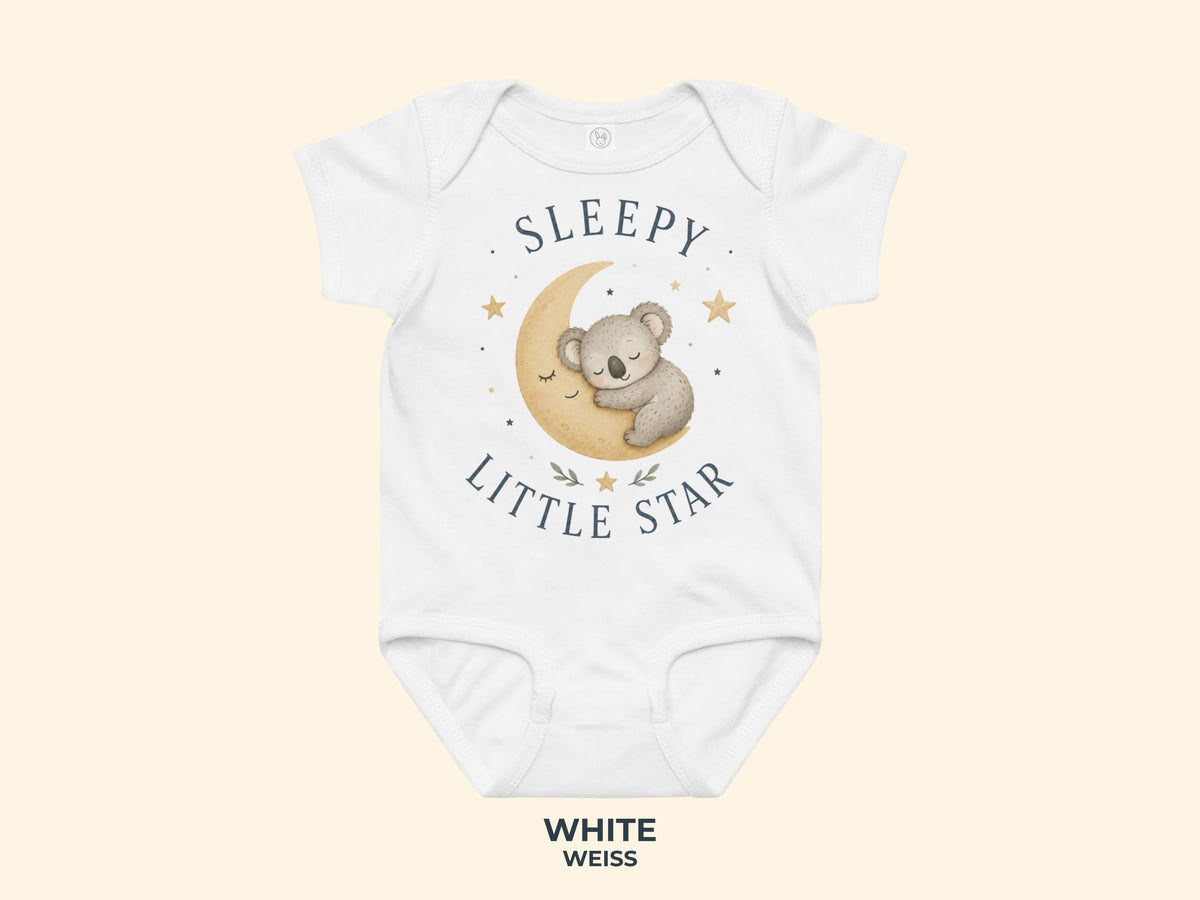 Sleepy Little Star Koala Baby Bodysuit in White