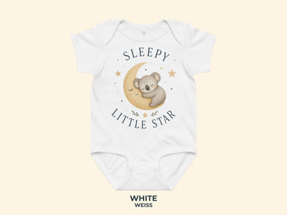 Sleepy Little Star Koala Baby Bodysuit in White