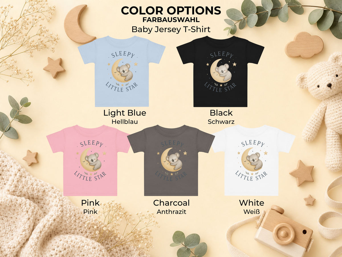 Sleepy Little Star Koala Baby T-Shirt available color options