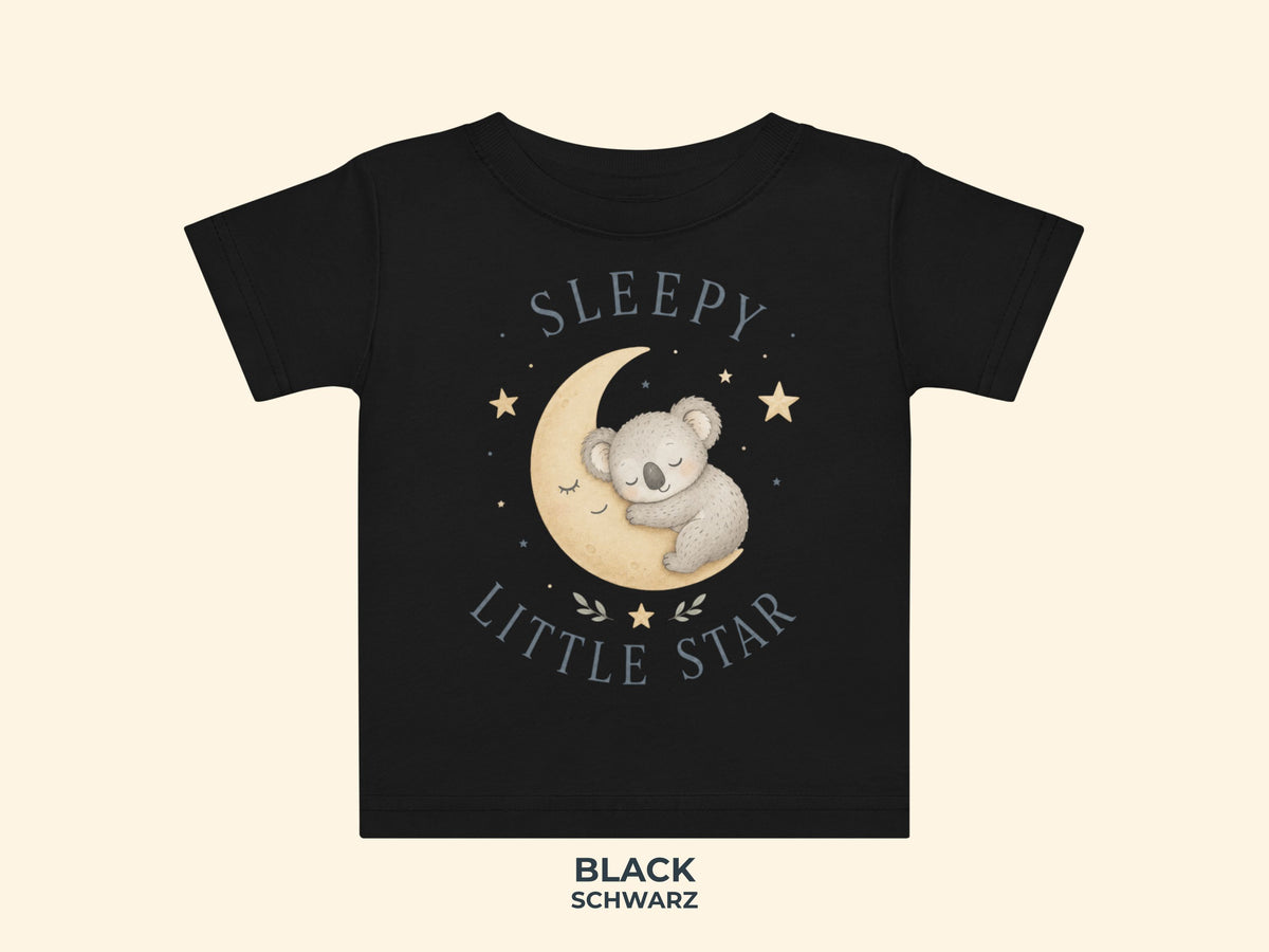 Sleepy Little Star Koala Baby T-Shirt in Black