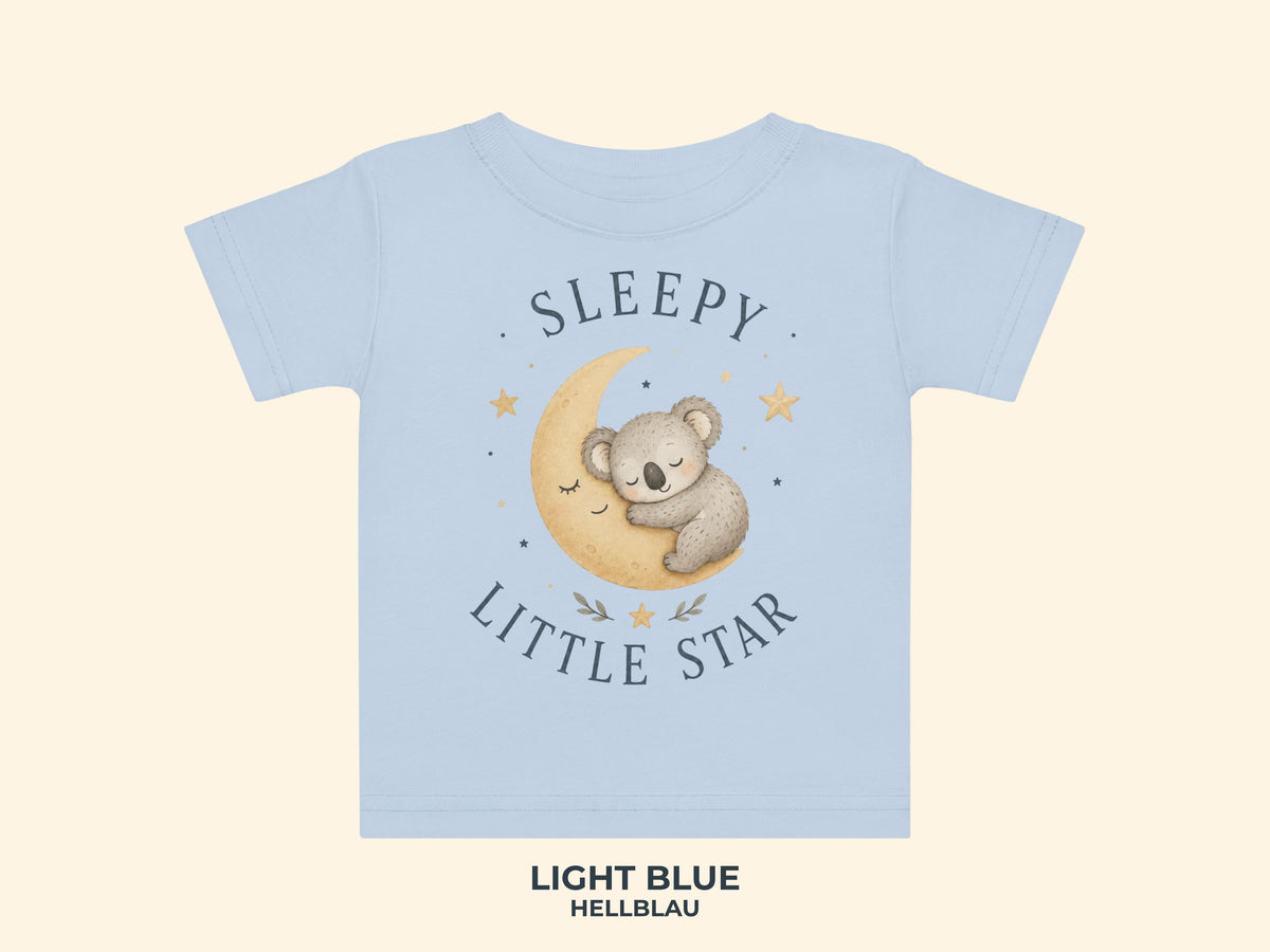Sleepy Little Star Koala Baby T-Shirt in Light Blue