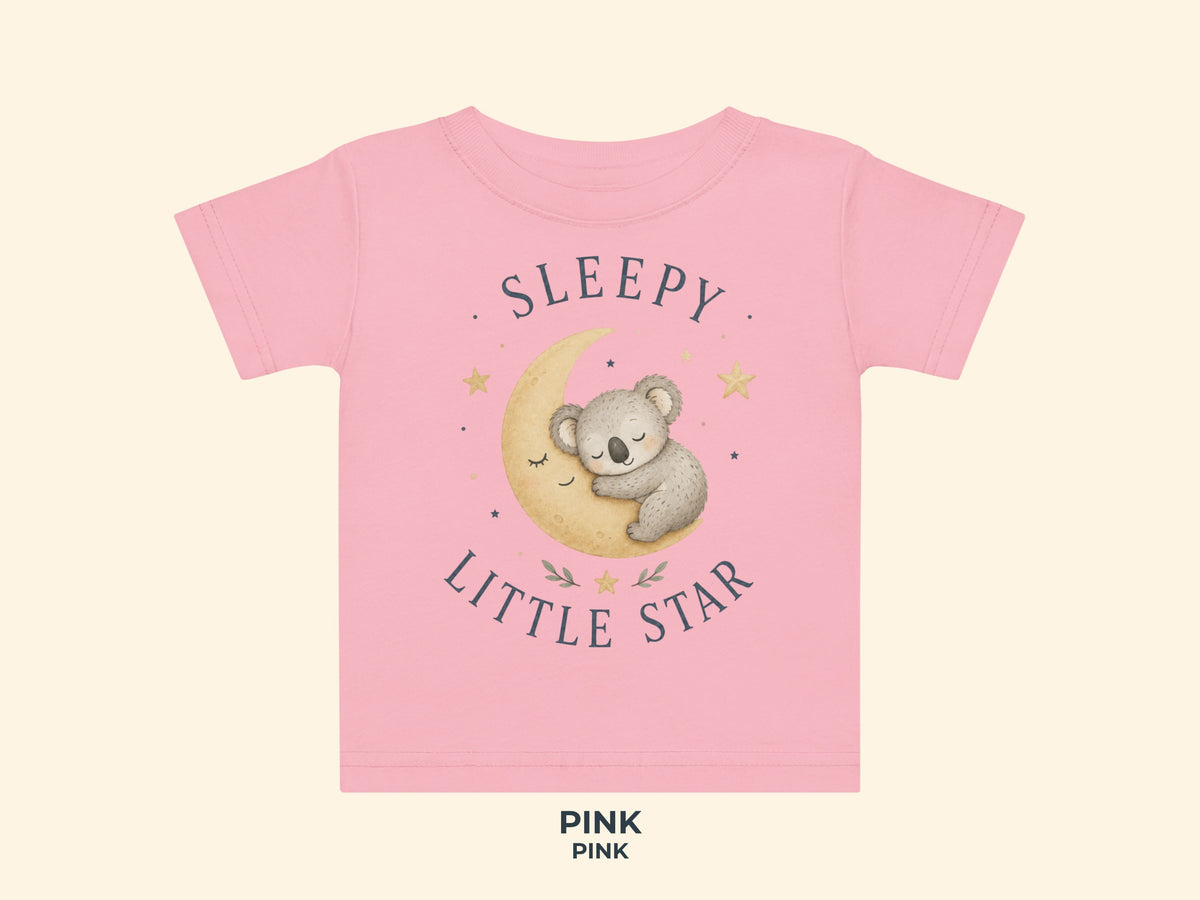 Sleepy Little Star Koala Baby T-Shirt in Pink
