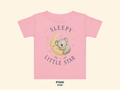 Sleepy Little Star Koala Baby T-Shirt in Pink