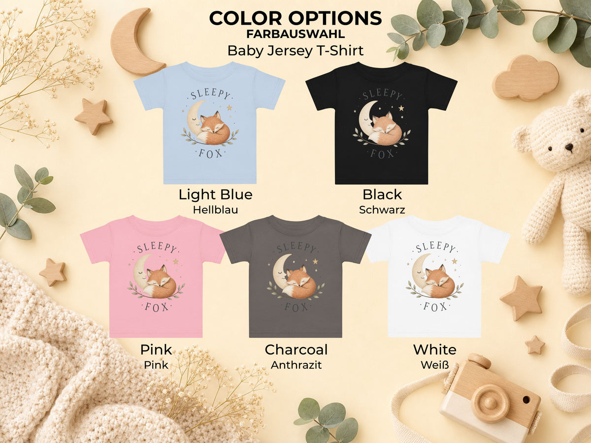 Sleepy Fox Baby T-Shirt available color options