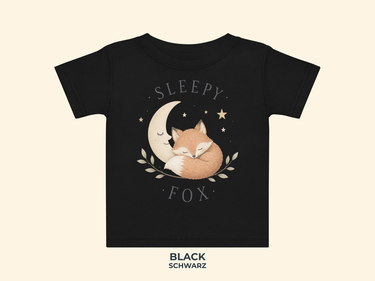 Sleepy Fox Baby T-Shirt in Black