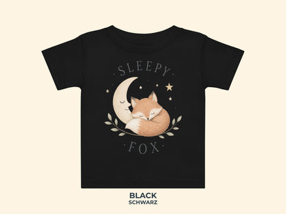 Sleepy Fox Baby T-Shirt in Black
