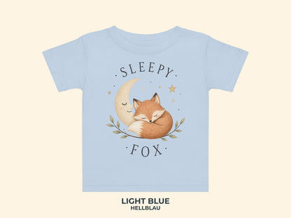 Sleepy Fox Baby T-Shirt in Light Blue