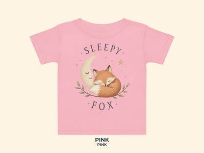 Sleepy Fox Baby T-Shirt in Pink