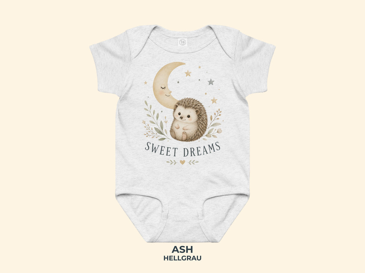 Sweet Dreams Hedgehog Baby Bodysuit in Ash