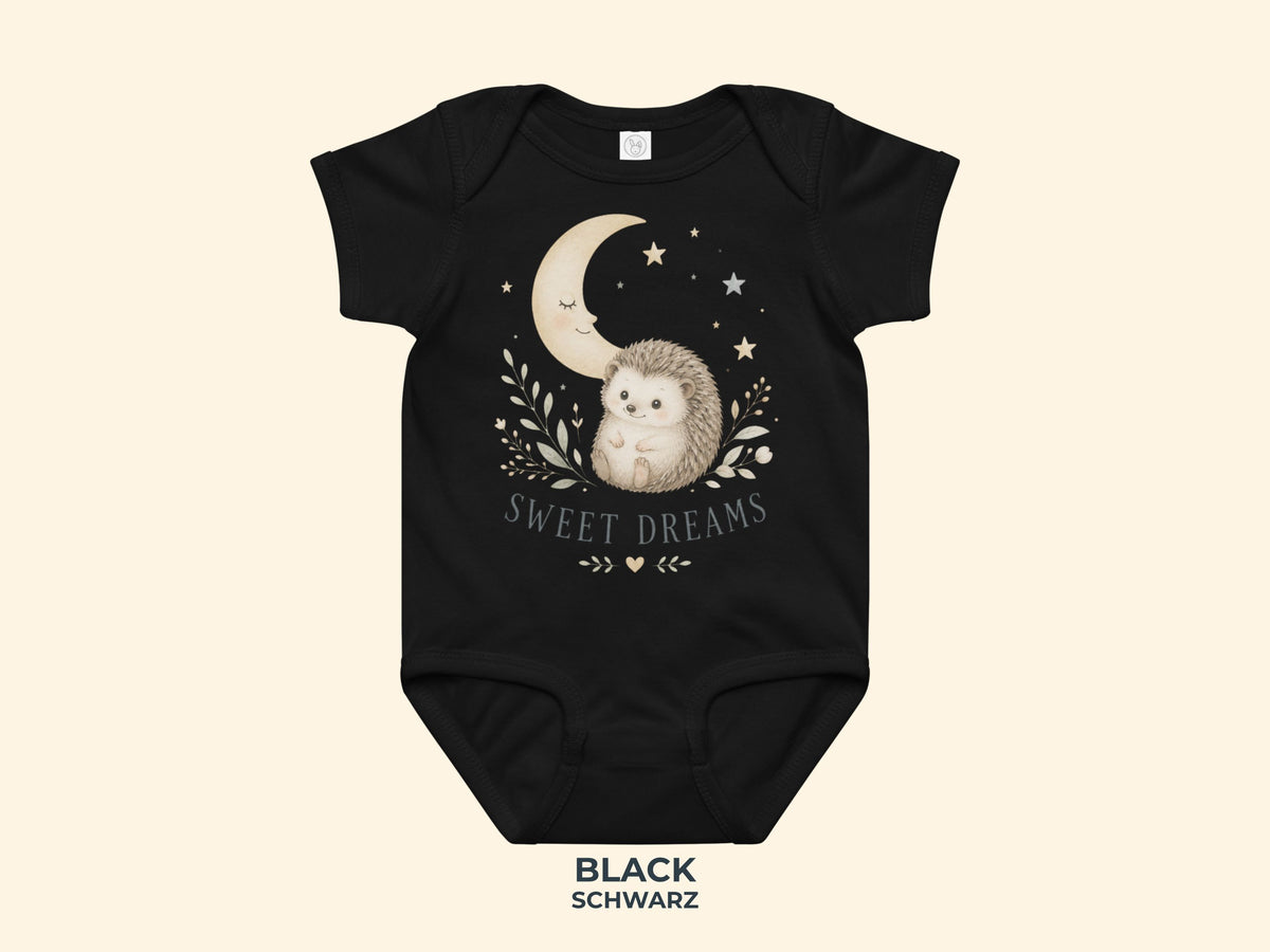 Sweet Dreams Hedgehog Baby Bodysuit in Black