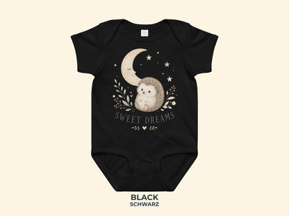 Sweet Dreams Hedgehog Baby Bodysuit in Black