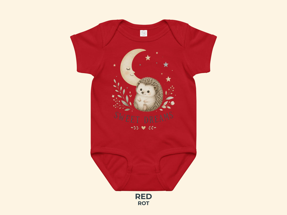 Sweet Dreams Hedgehog Baby Bodysuit in Red