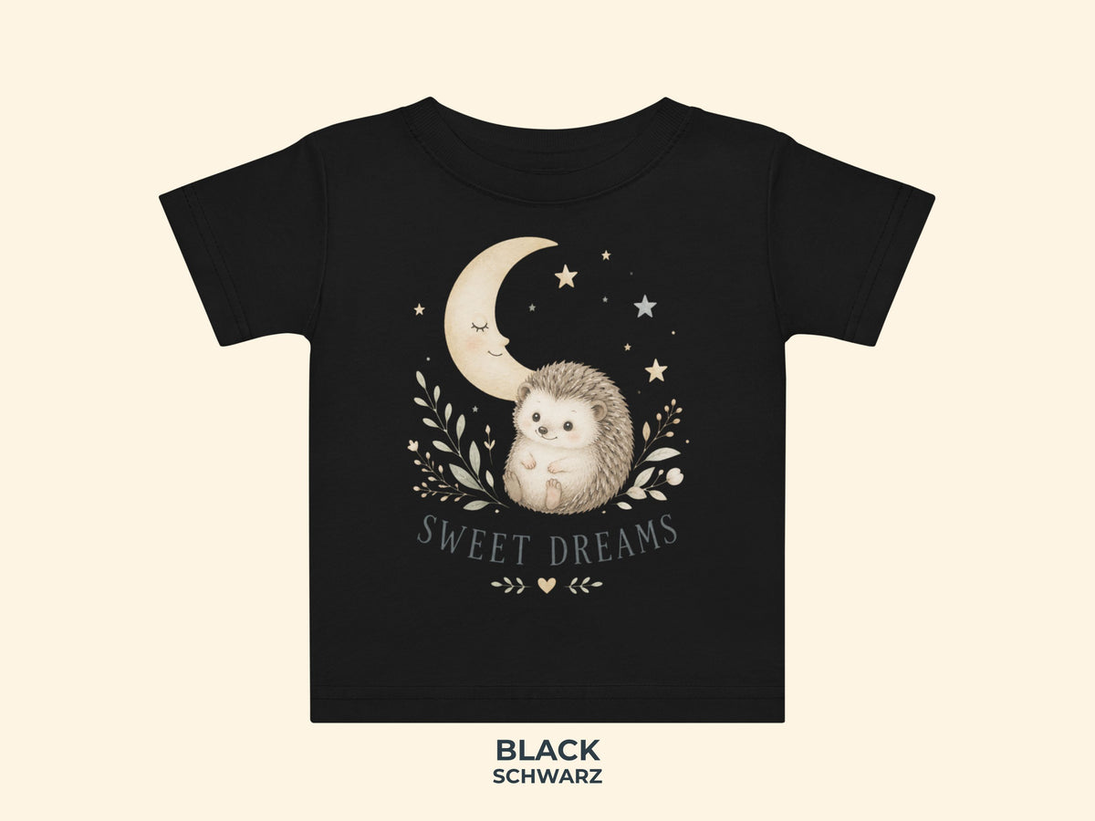 Sweet Dreams Hedgehog Baby T-Shirt in Black