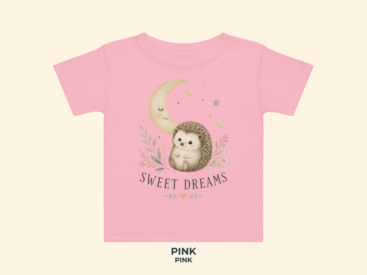 Sweet Dreams Hedgehog Baby T-Shirt in Pink