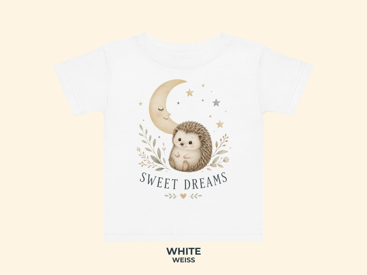 Sweet Dreams Hedgehog Baby T-Shirt in White