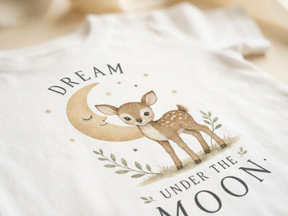 Dream Under The Moon Fawn Baby T-Shirt fabric close-up detail