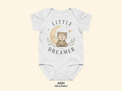 Little Dreamer Teddy Baby Bodysuit in Ash