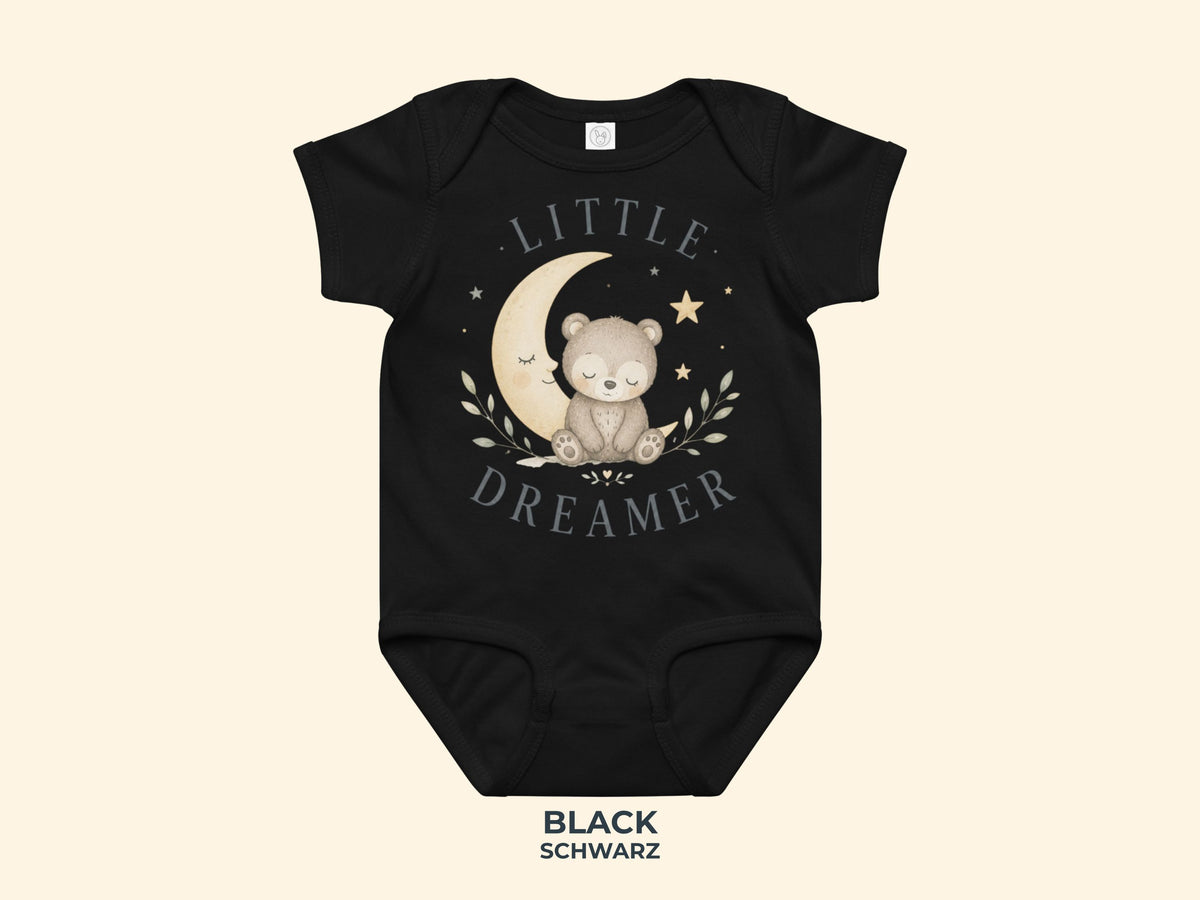 Little Dreamer Teddy Baby Bodysuit in Black