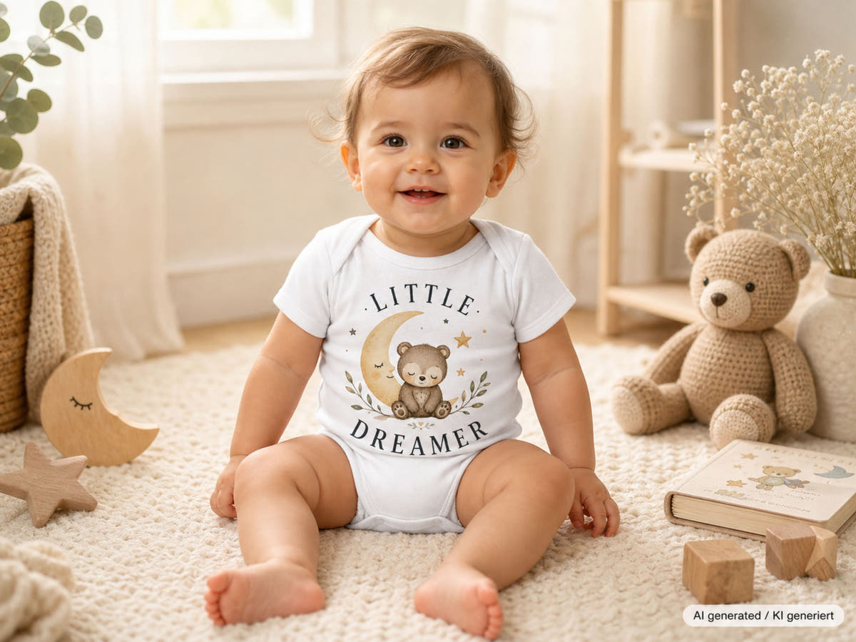 Little Dreamer Teddy Baby Bodysuit lifestyle photo