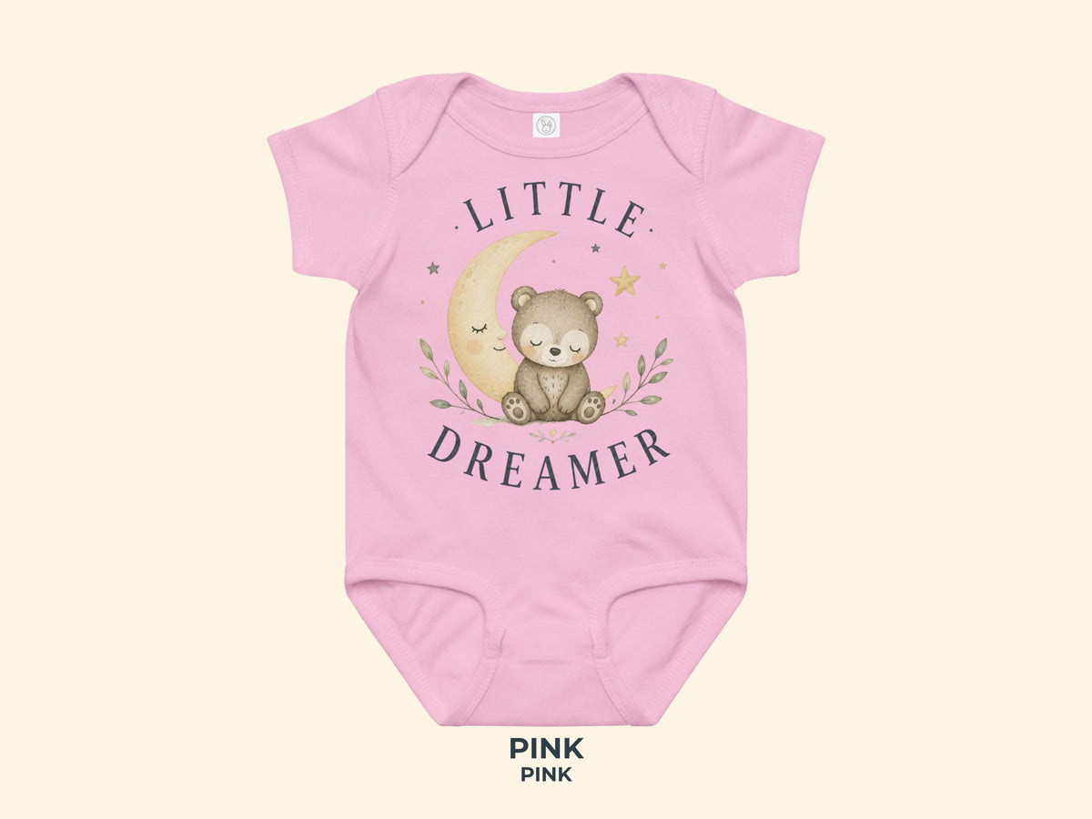 Little Dreamer Teddy Baby Bodysuit in Pink