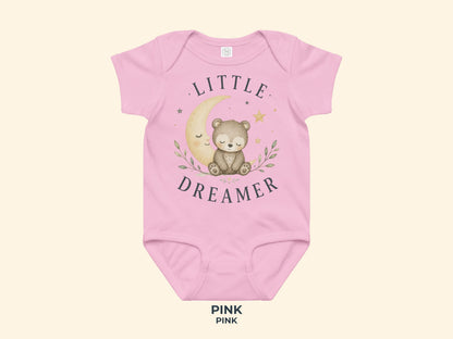 Little Dreamer Teddy Baby Bodysuit in Pink