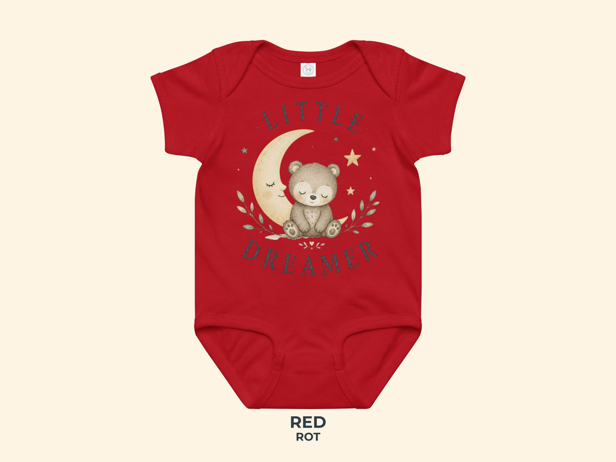 Little Dreamer Teddy Baby Bodysuit in Red