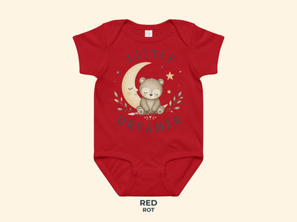 Little Dreamer Teddy Baby Bodysuit in Red