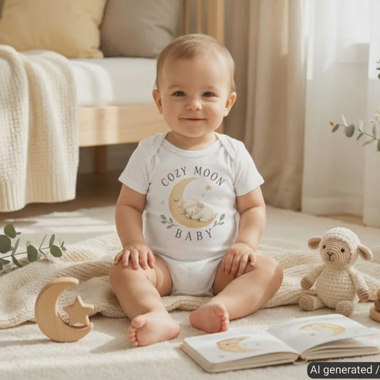 Cozy Moon Baby Lamb Baby Bodysuit product video