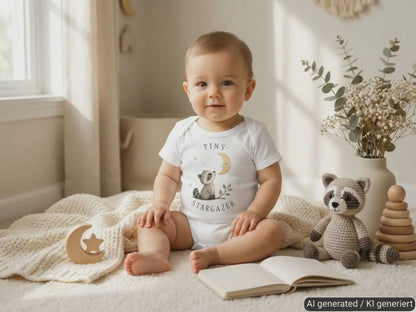 Tiny Stargazer Raccoon Baby Bodysuit