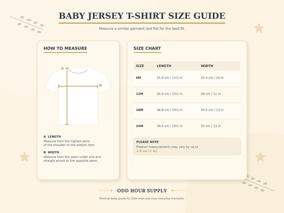 Odd Hour Supply Baby T-Shirt size chart